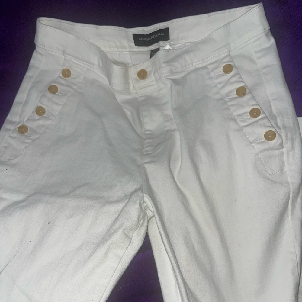 White flared banana republic jeans